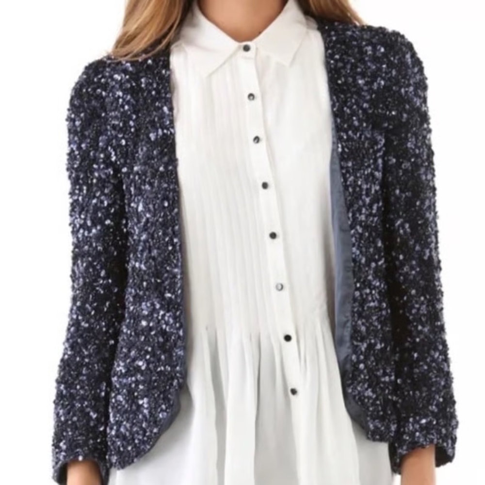 Silk sequin jacket - Navy - XS